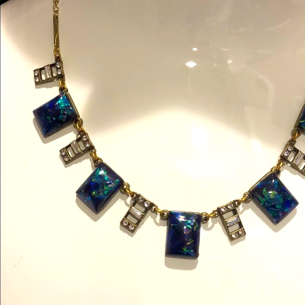 Anne Koplik Stunning Black Opal Rectangles Necklac - Picture 3 of 8